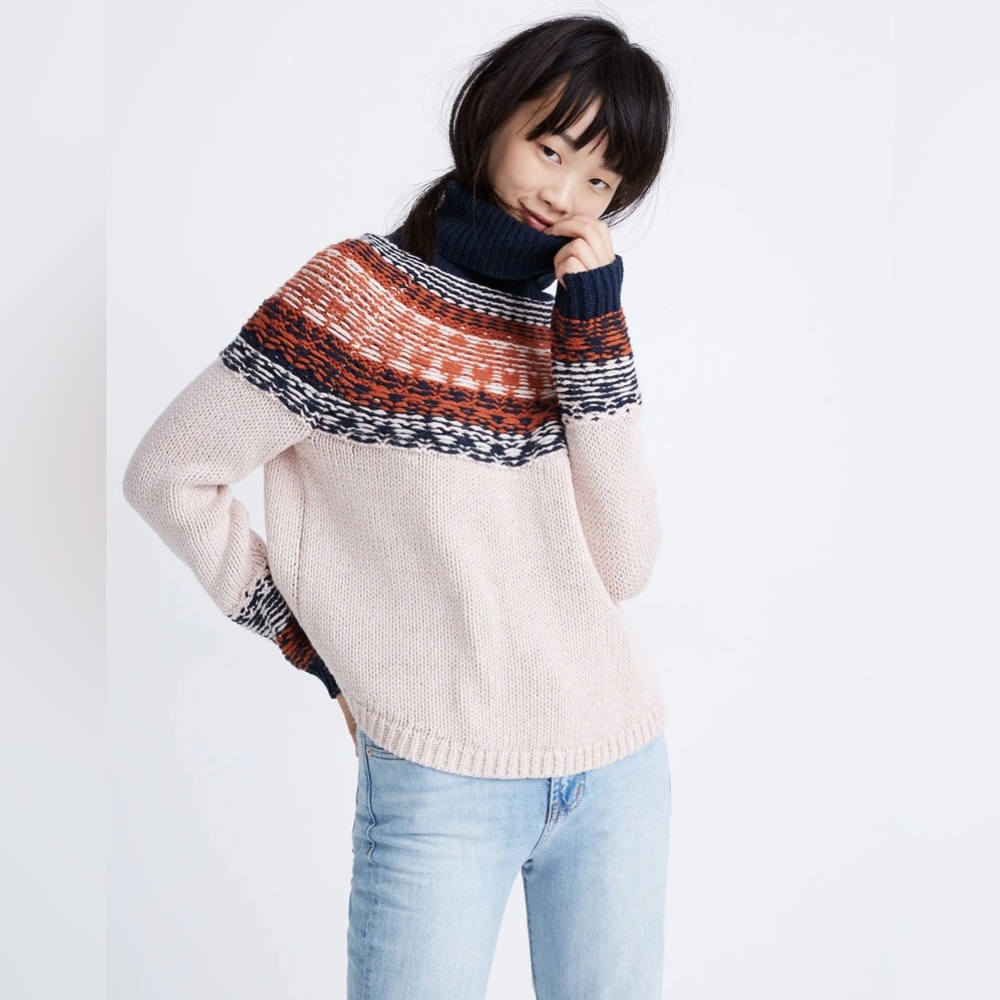 Madewell Brookdale Fair Isle Turtleneck Sweater Sz. XL